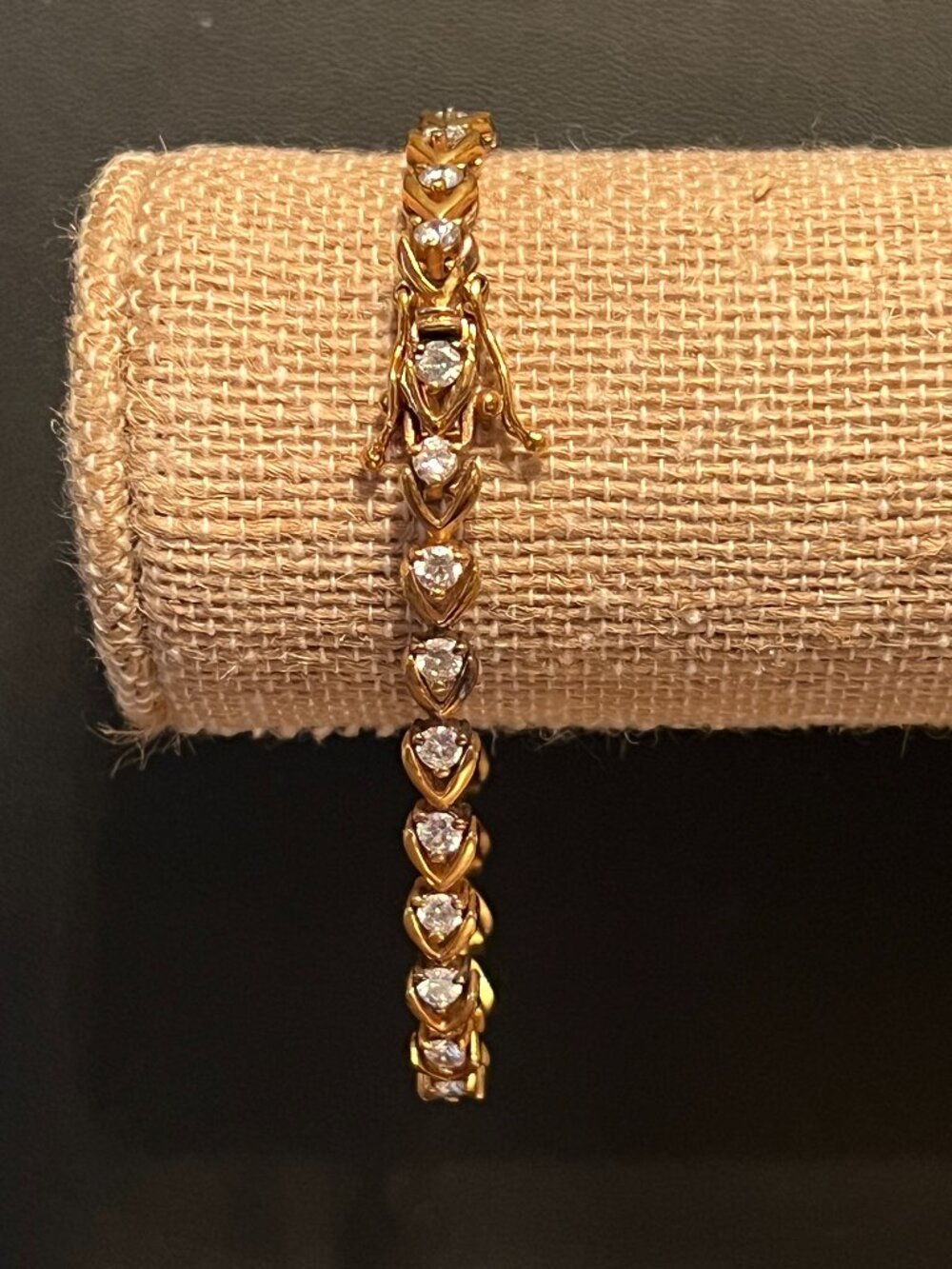 Vintage 925 Sterling Silver Gold Vermeil Chevron Tennis Bracelet (188)